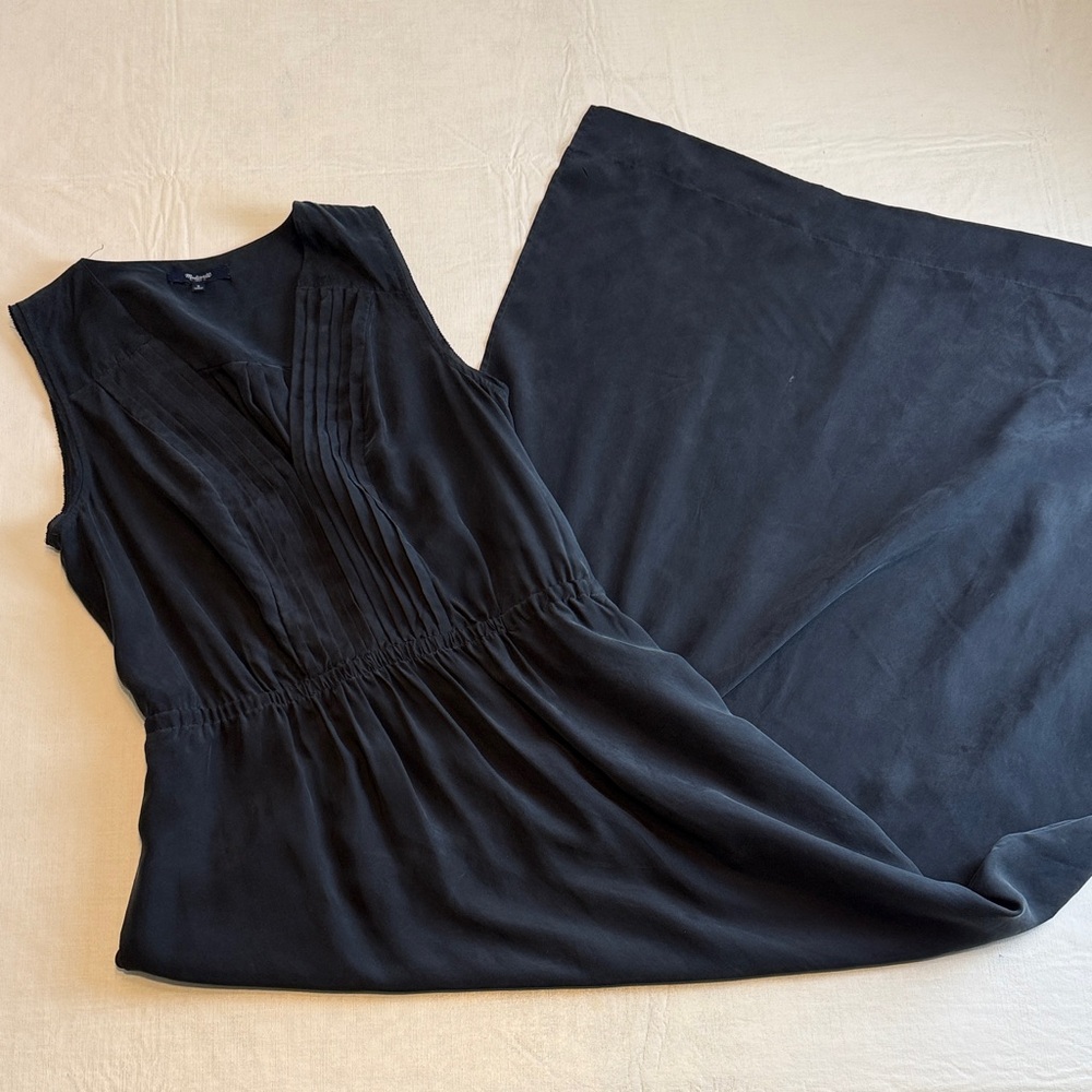 Madewell Women's Black Silk Sleeveless V-neck Maxi Dress Size 6